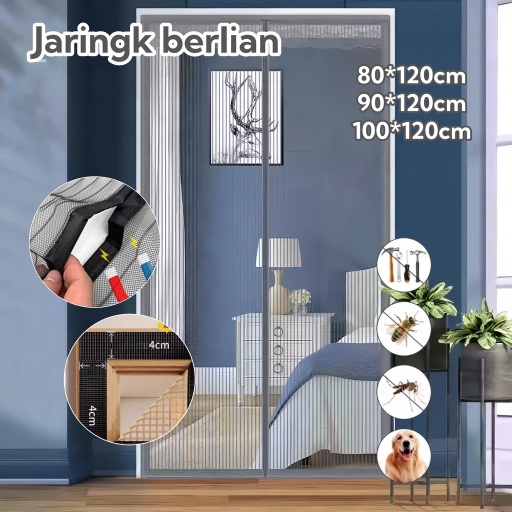 Tirai Pintu Model Magnet Anti Nyamuk Tebal/Tirai Pintu Anti Nyamuk Kelambu Magnetic Stripe Screen Do