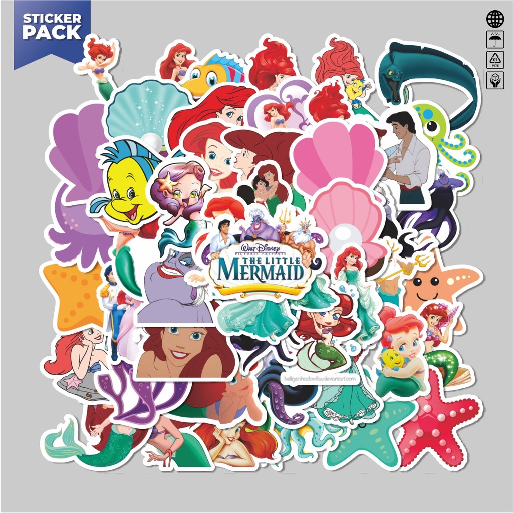 

[100PCS]Stiker Pack Stiker Kartun Disney The Little Mermaid Ariel Aesthetic Vinyl Anti Air Dekorasi Sticker Laptop Buku Journal Koper Helm Casing HP Gitar Helm Skateboard