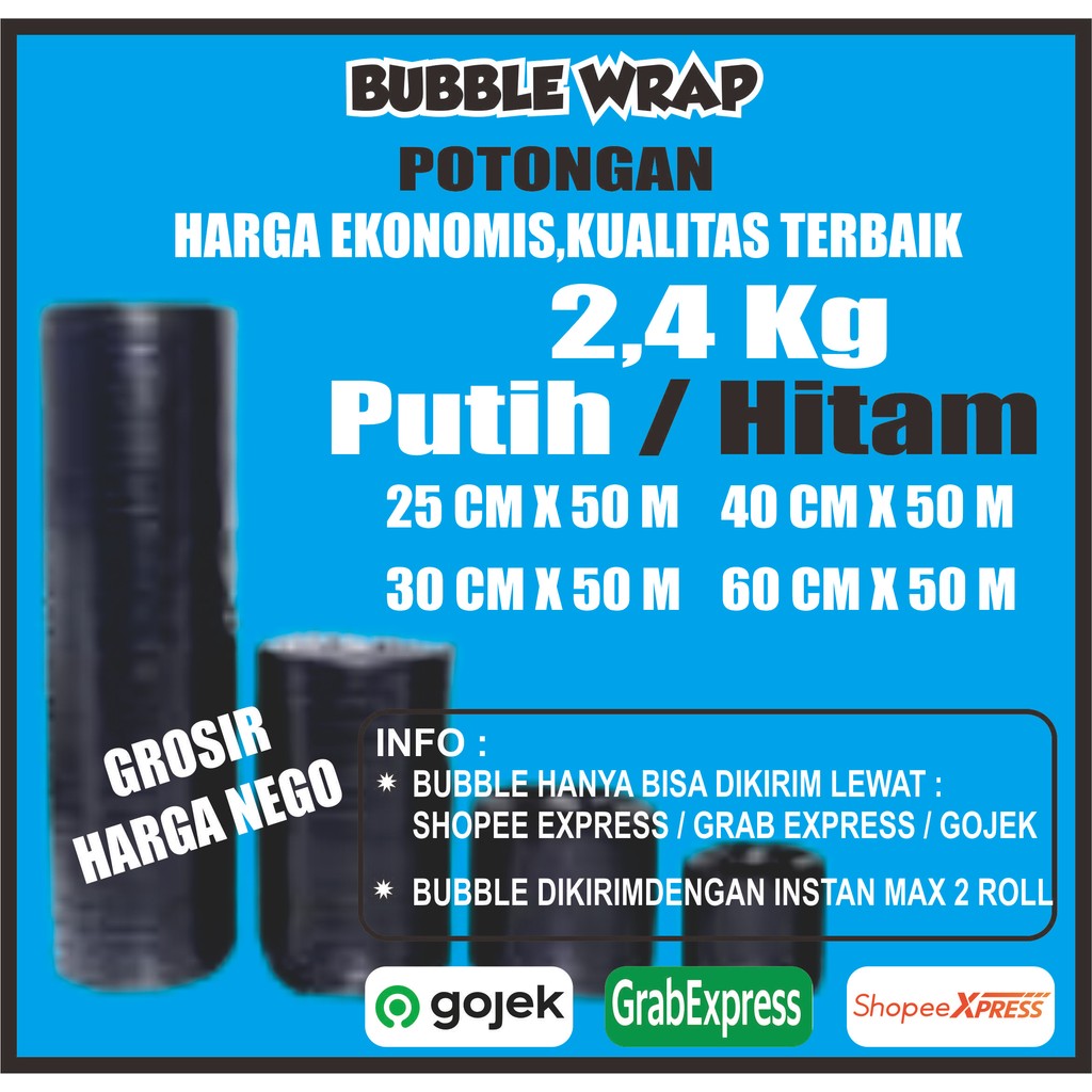 

Bubble Wrap Hitam/Bening Eceran Potongan Berat 2.4kg Panjang 50 meter terbaik