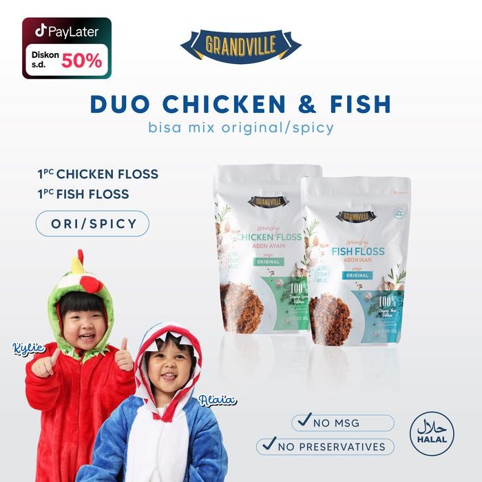 

Grandville Abon AYAM & IKAN Crunchy Duo Mix Pack - Non Msg Gluten Free - Original [terlaris]