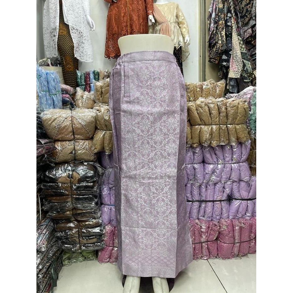READY Rok Instan Songket / Rok Span Instan Songket Bawahan kebaya - PINK SILVER, SIZE 1