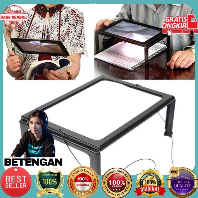 

NEWACALOX Kaca Pembesar Bentuk Meja untuk Baca Magnifier with 4 LED 3X - HL-A4