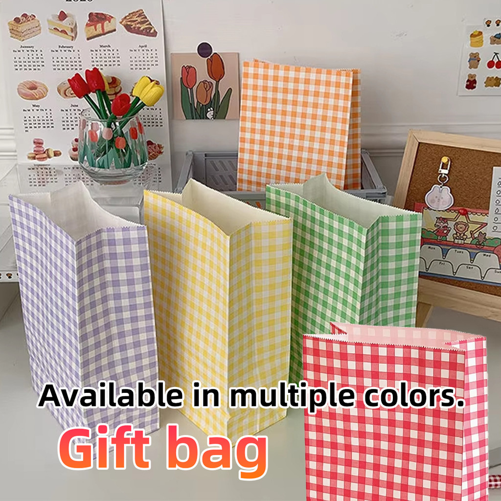 

Paper bag snack kue kering Pembungkus Kue Kering Motif Kotak Berwarna Kantong Kertas Serbaguna