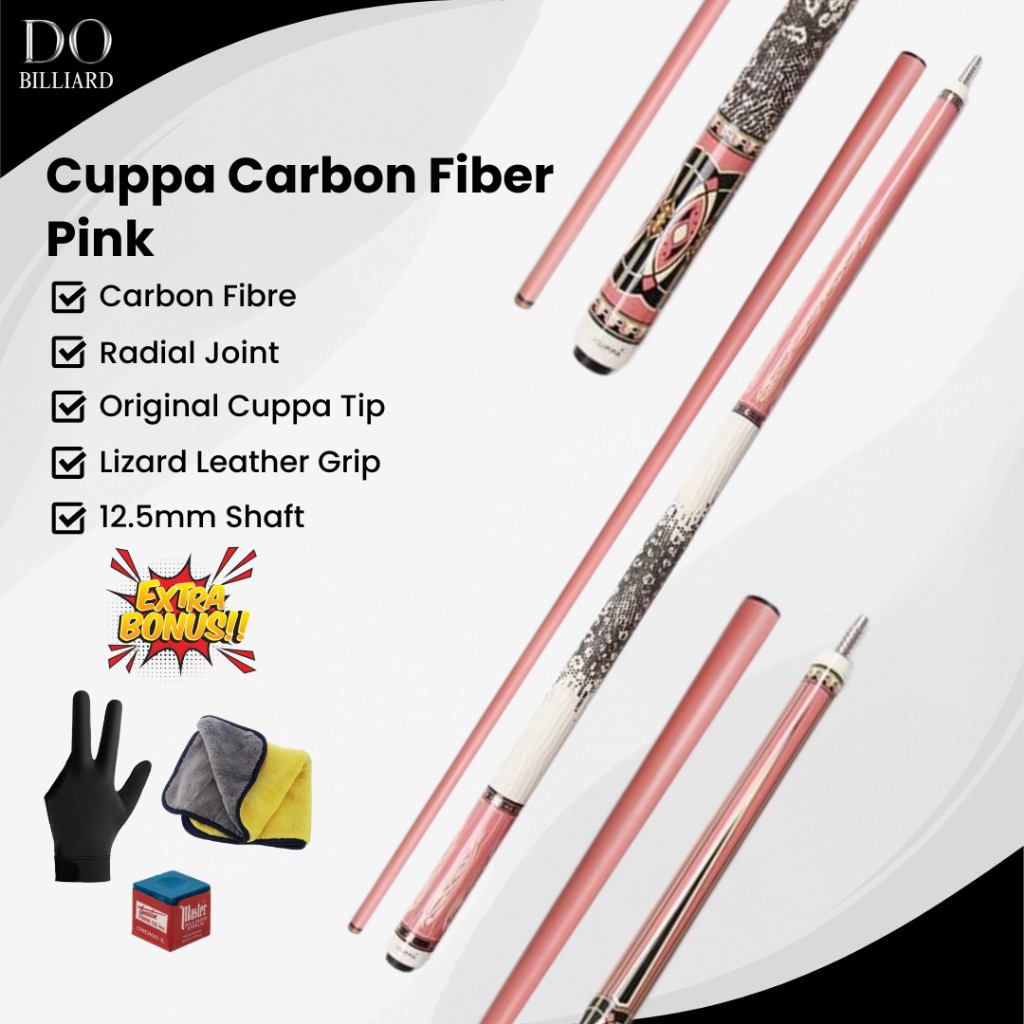 Stick Billiard CUPPA CARBON FIBER PINK Low Deflection Shaft Cue Stick Billiard / Stick Cuppa Carbon 