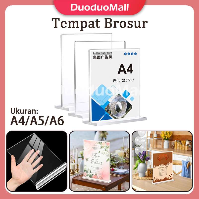 

Tempat Brosur A4 A5 A6 Potrait 2 Sisi Akrilik 1.5mm / Tent Holder Akrilik / Stand Akrilik