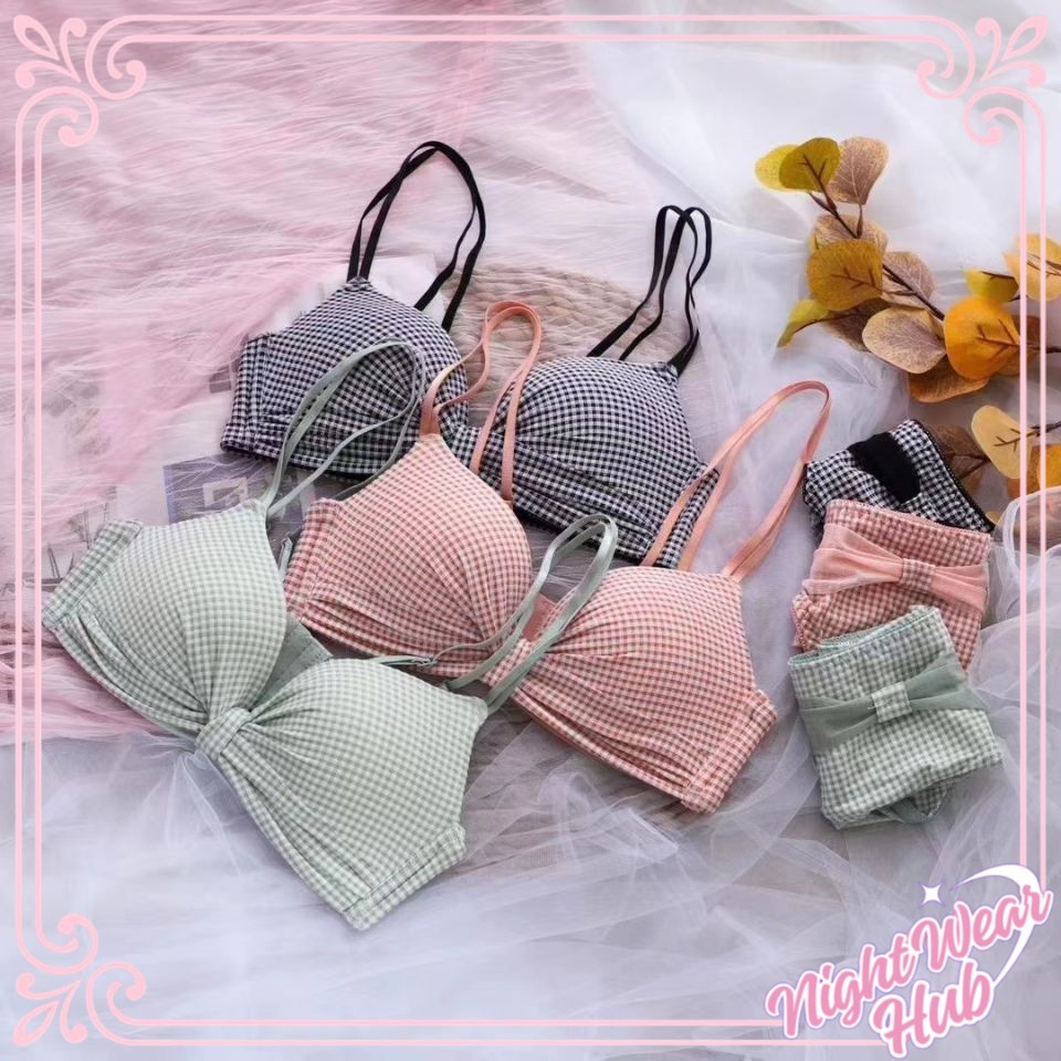 nightwearhub Bra Push Up BH Sexy Pakain Dalam Wanita Jepang Seksi Model Grid Kotak 1050