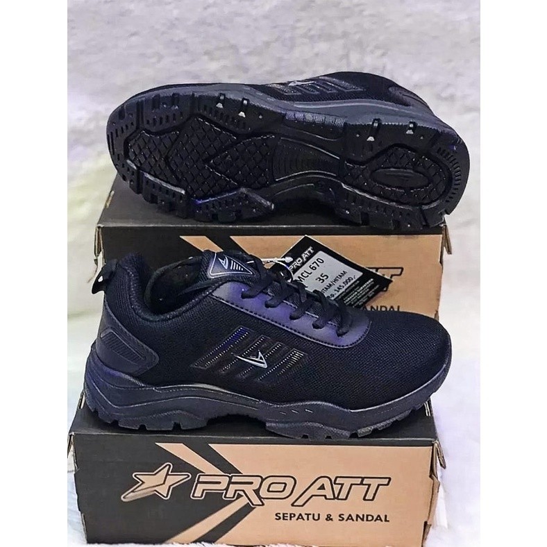 Sepatu Sekolah Pro ATT Size 35 - 43 Tali Full Hitam Dan Hitam Putih MCL 670 Terbaru Murah Meriah Sne