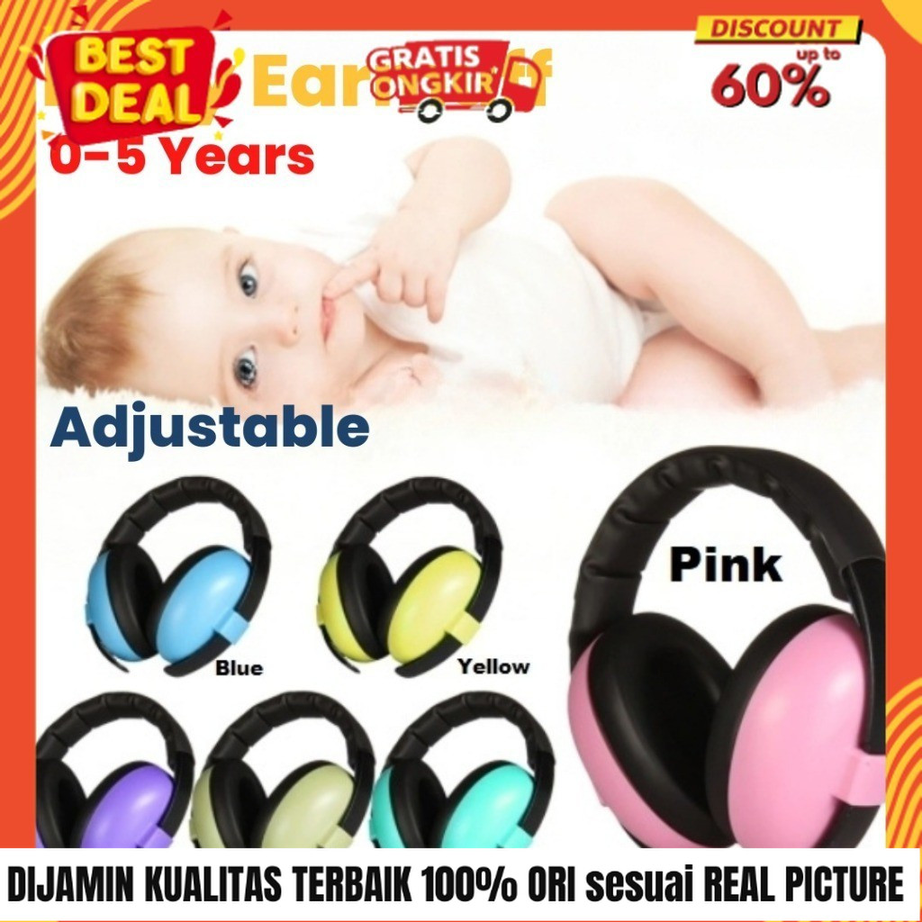 Earmuff Penutup Telinga Anak Bayi Dewasa Anti Bising dan Tekanan Udara Untuk Tidur Pesawat Import