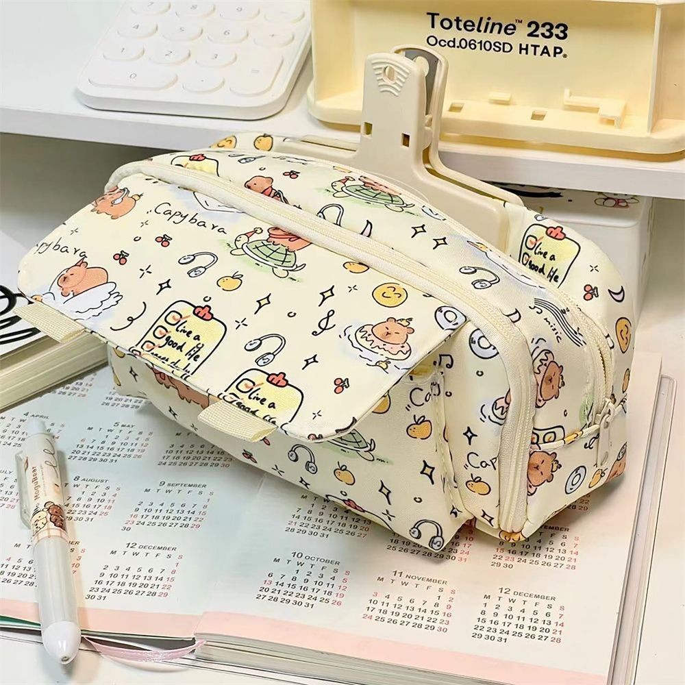 

Special Design Capybara Dog Cat Pencil Case Canvas Multi-functional Pen Bag Large Capacity Stationery Storage Pouch Student Gift