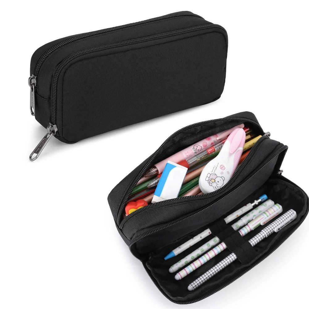 

New Cute Nylon Pencil Case Creative Portable Double Layered Stationery Box Storage Bag School Supplies Student Stationery Bag