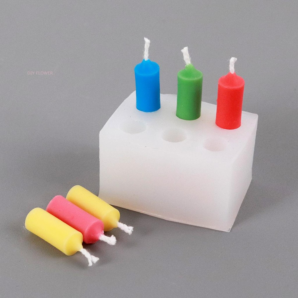 

6 Holes Mini Cylindrical Candle Silicone Mold DIY Small Column Candle Scented Soap Resin Mould Birthday Cake Decor Baking Tools