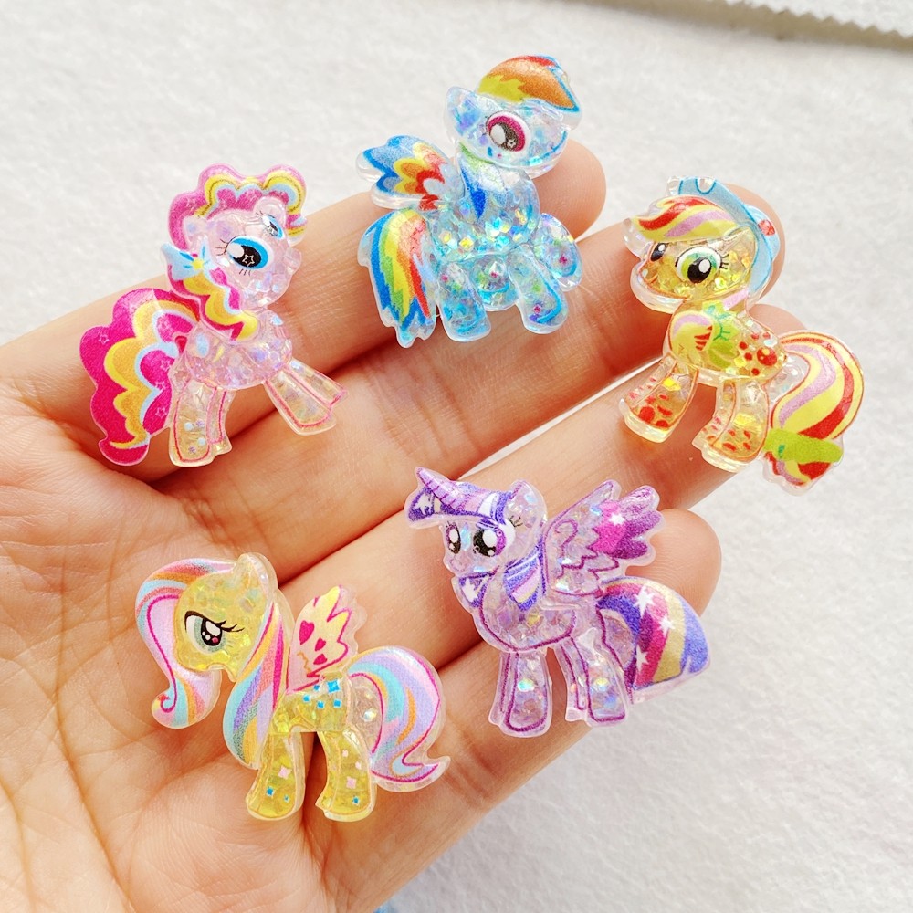 

10pcs Kawaii Shiny Cute Cartoon Unicorn Horse Flat back Resin Scrapbook Figurines DIY Home Decor Crafts