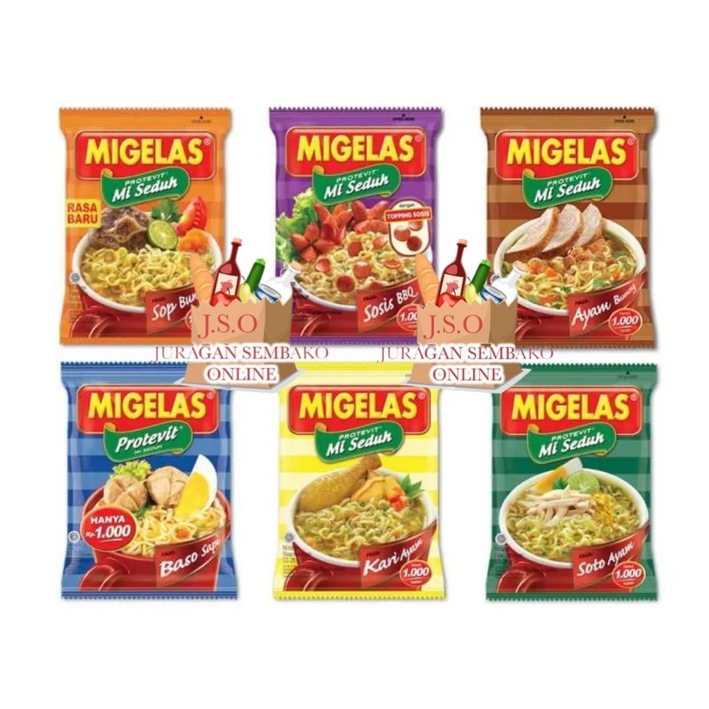 

[ JSO ] Migelas Mie Gelas Protevit Eceran 30gr Mi Seduh Instant Ayam Bawang Baso Sop buntut Kari ayam Sosis bbq soto 28gr