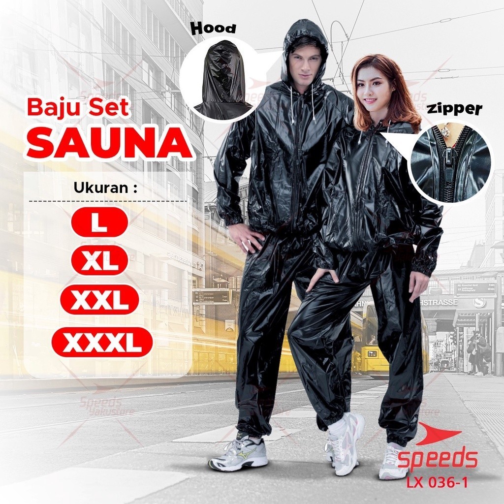 SETELAN SAUNA SPEEDS Sauna Suit Baju Sauna Set Jaket Celana Original Pembakar Lemak Tubuh Baju Olahr