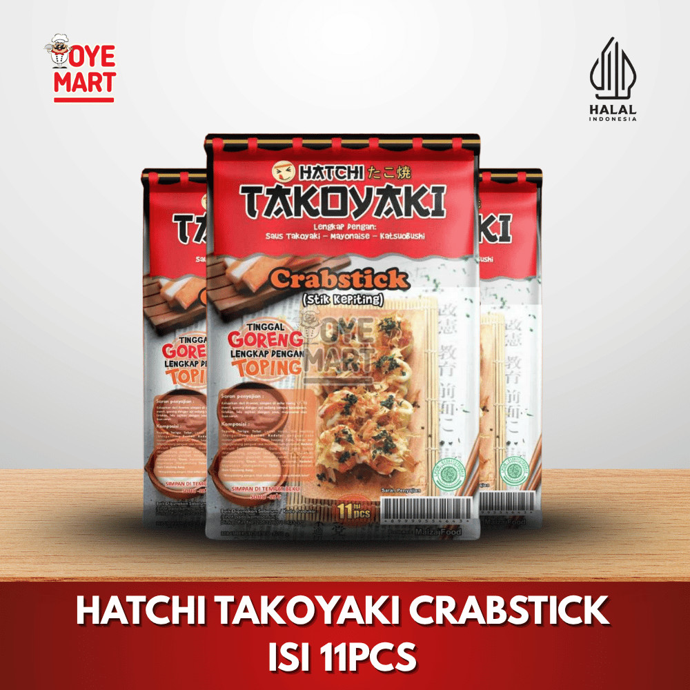 

HATCHI TAKOYAKI CRABSTICK ISI 11PCS/TAKOYAKI SIAP SAJI RASA KEPITING