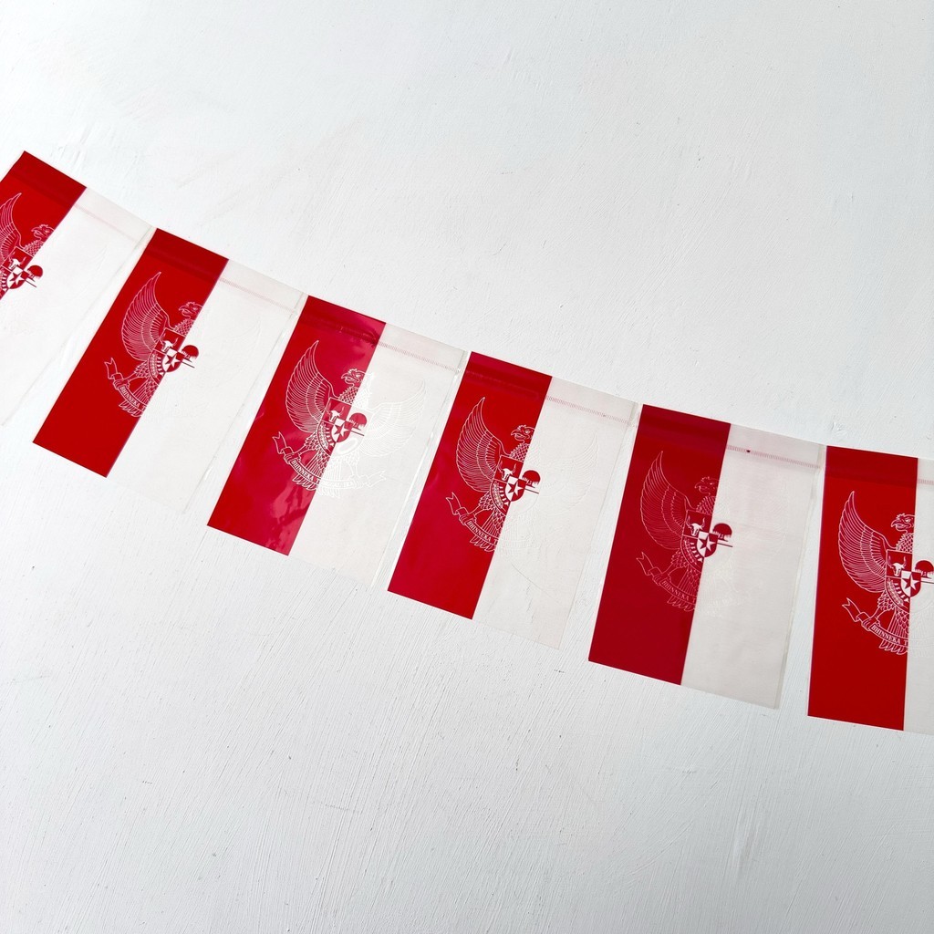 BENDERA PLASTIK MERAH PUTIH RENTENG / BENDERA TALI MERAH PUTIH
