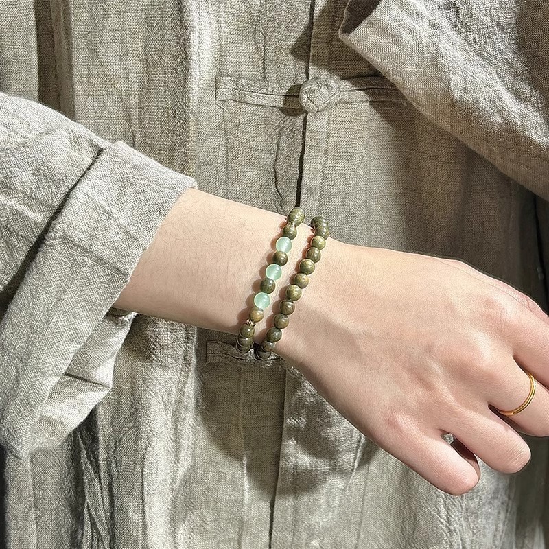 Gelang Cendana hijau Argentina dengan giok Hetian gelang cincin ganda anak laki-laki dan perempuan p