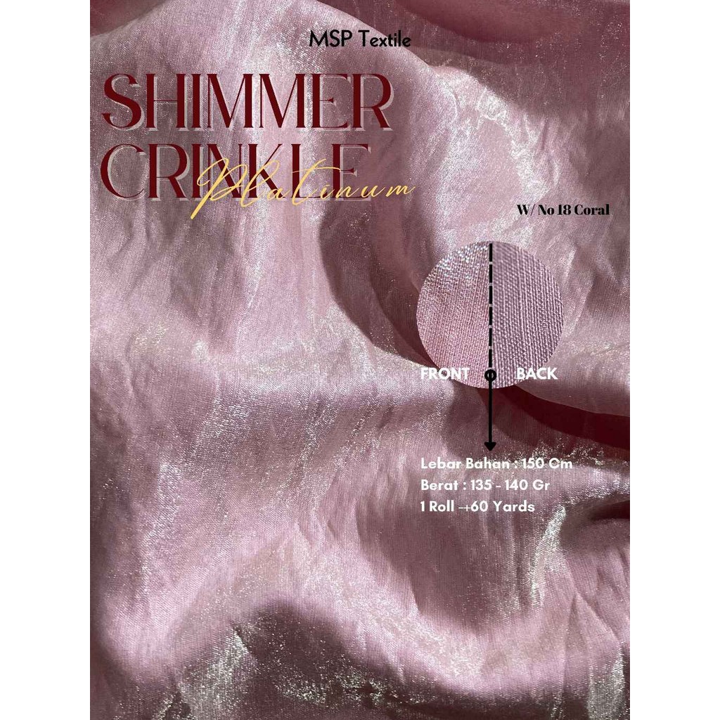 SHIMMER CRINKLE PLATINUM KAIN RAYON NYLON BERKILAU UNTUK DRESS GAMIS