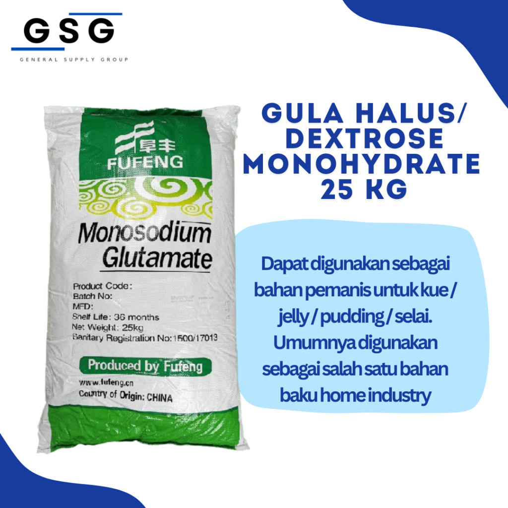 

GULA DINGIN, GULA HALUS, GULA DONAT, DEXTROSE MONOHYDRATE 25KG