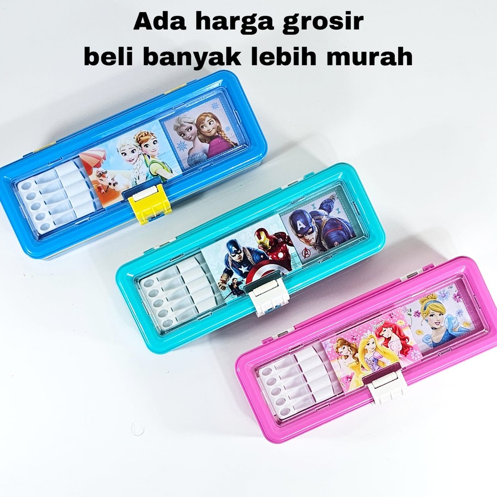 

MJ Kotak Pensil Plastik 3 Susun 8x21/Tempat Pensil/Pencil Case/Tepak