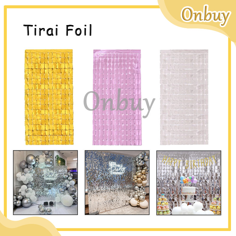 Tirai Foil Kotak / Tirai Metalik / Tirai Rumbai Ulang Tahun