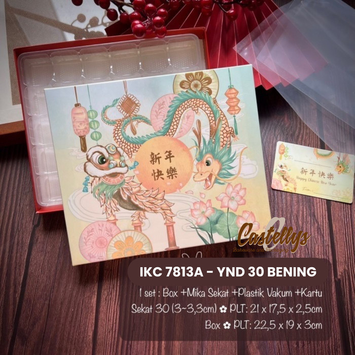 

IKC 7813A Kotak Box Imlek Mika Sekat 30 Hampers Kue Sincia