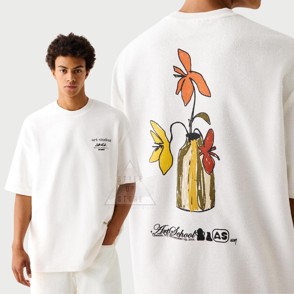 [ STYLEUPSTORE ] BERSHKA Oversize Unisex Tshirt - Kaos Art Student