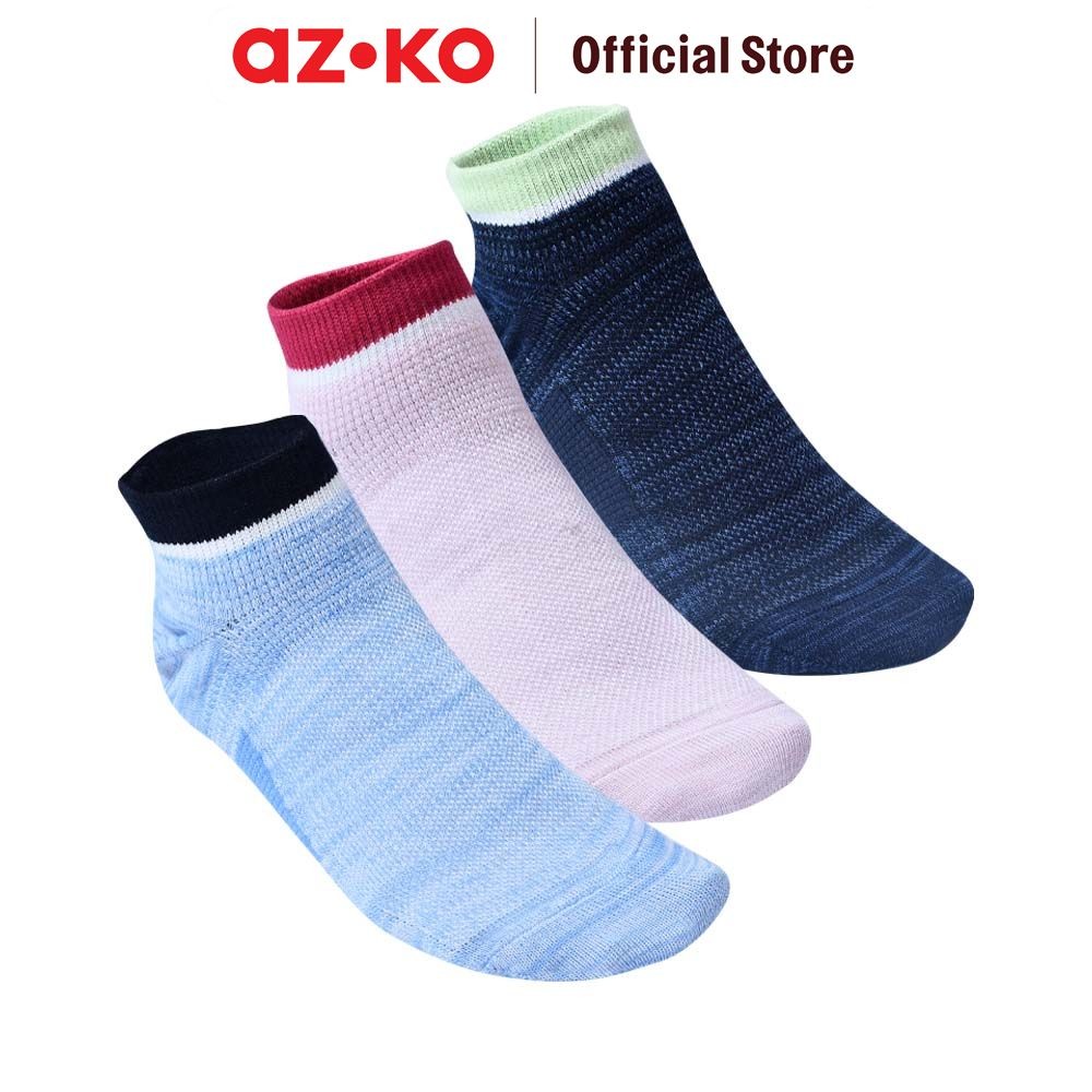 AZKO Alph Set 3 Pasang Kaos Kaki Wanita Value Ankle Women Socks Alas Kaki Kaos Kaki Pendek