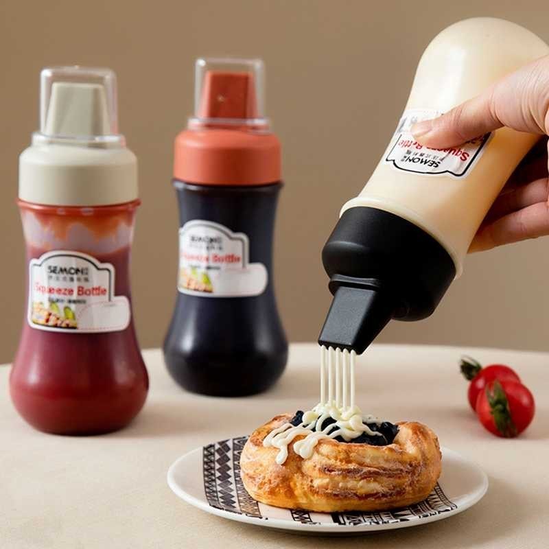 

[ Naays ] SEMON Botol Saus Kecap Squeeze Ketchup Bottle 5 Hole 280ml - ST5