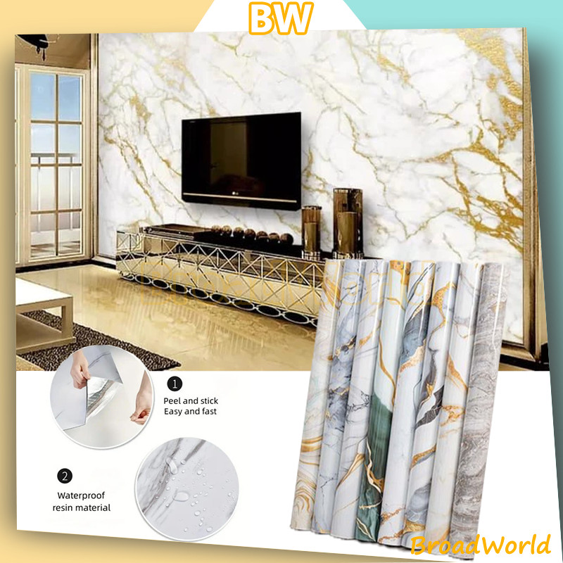 Wallpaper dinding Vinyl Marble 1.2 x 2.8 Meter Tebal 2.5mm / Sticker Kamar Dekorasi PVC