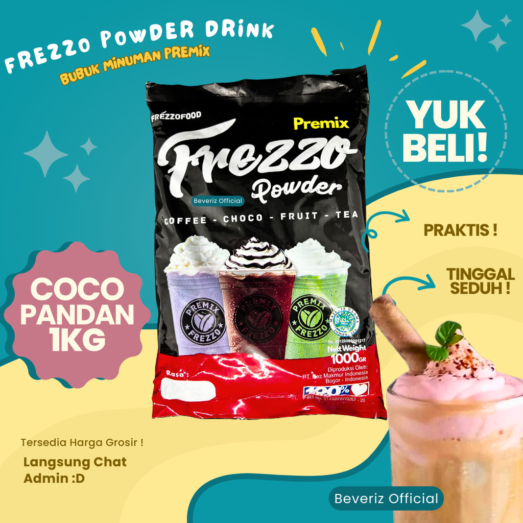 

BEVERIZ Frezzo Bubuk Minuman Rasa Coco Pandan | Boba Powder Drink Coco Pandan 1 Kg / 1000gram { Bisa COD} {Tersedia Harga Grosir}