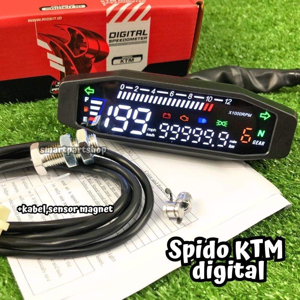 PROMO MURAH BERKUALITAS SPEEDOMETER KTM DIGITAL RIDE IT SPIDOMETER KTM SET KABEL DAN MAGNID SENSOR D