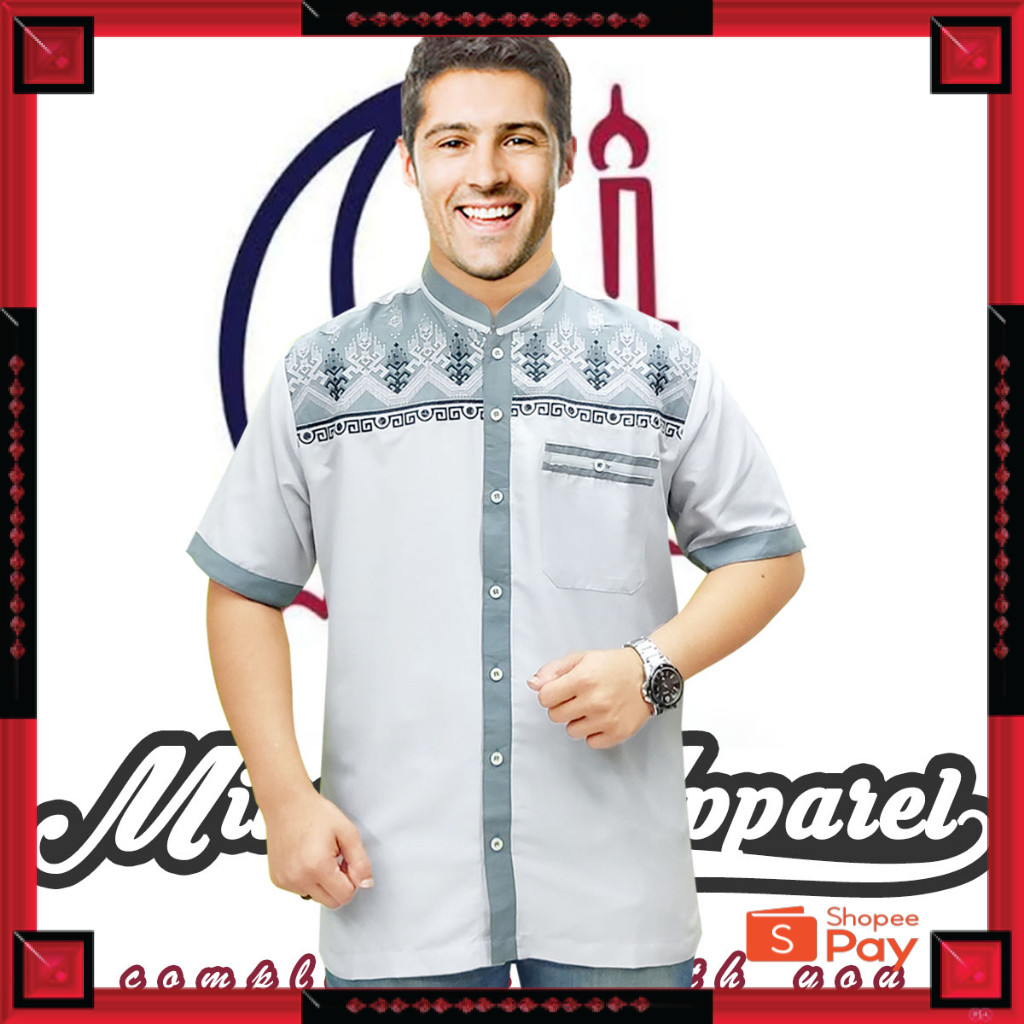 [PREMIUM ORIGINAL] Baju Koko Pria Dewasa Bordir Lengan Pendek Baju Koko Bahan Katun Adem