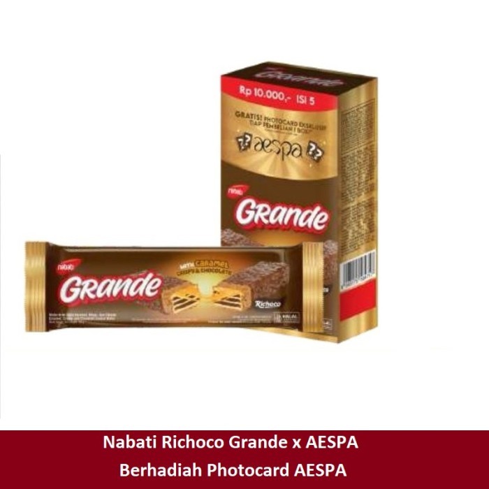 

Nabati Grande Wafer With Caramel Crispy & Chocolate 1 Box isi 110gr (5 Bungkus * 22gr)