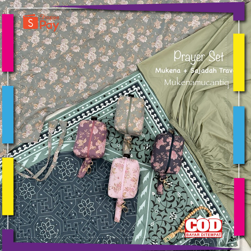 [PREMIUM ORIGINAL] Full Set Mukena Parasut Premium Motif + Sajadah Traveling Mini Pouch