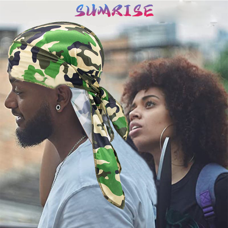 Durag Ikat Kepala Bandana Ekor Panjang Hip Hop Durag Bajak Laut Breathable Durag Ikat Kepala Silk Du