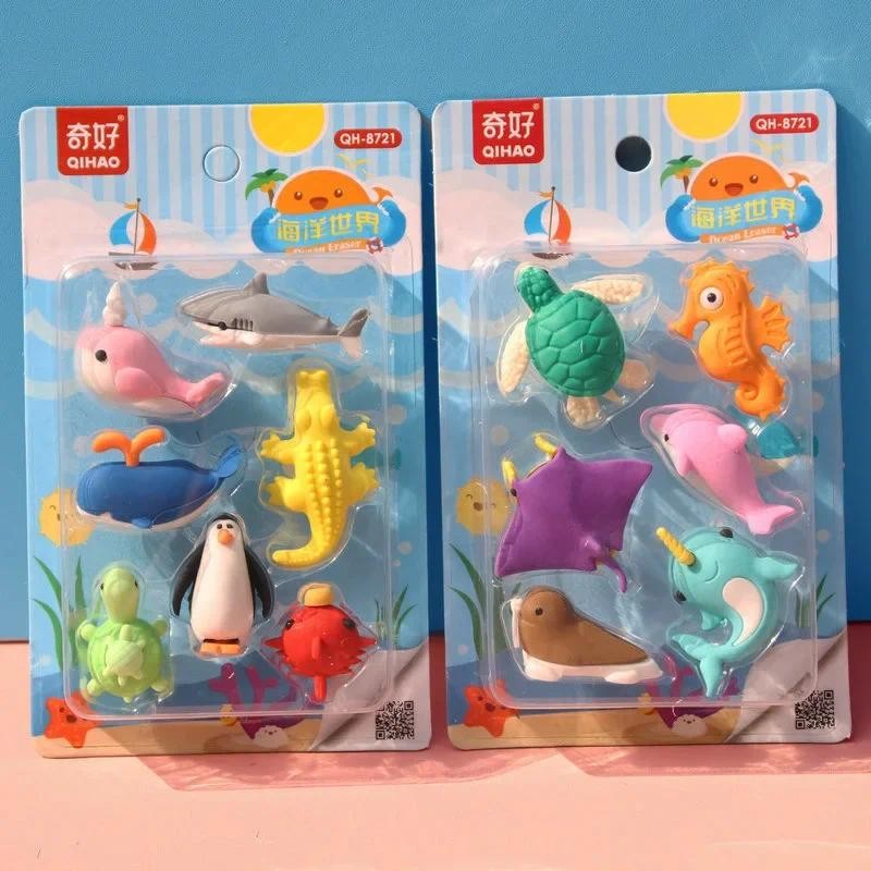 

1 Pcs ,Marine Animal Whale Dolphin Rubber Suit Eraser Set Pupils' Eraser Stationery