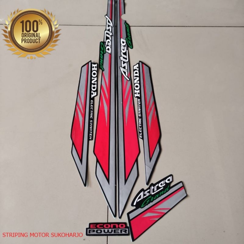 (ORI) STRIPING HONDA ASTREA GRAND BULUS KAPSUL LIST BODY 1993 merah silver kualitas original