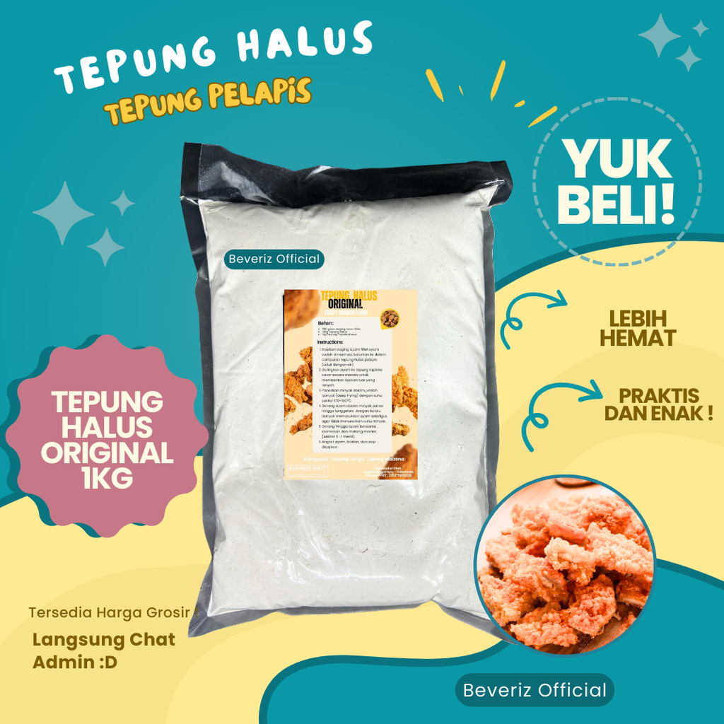 

BEVERIZ TEPUNG HALUS SHIHLIN KEMASAN 1KG | Tepung Basah Pelapis {BISA COD}{TERSEDIA HARGA GROSIR}