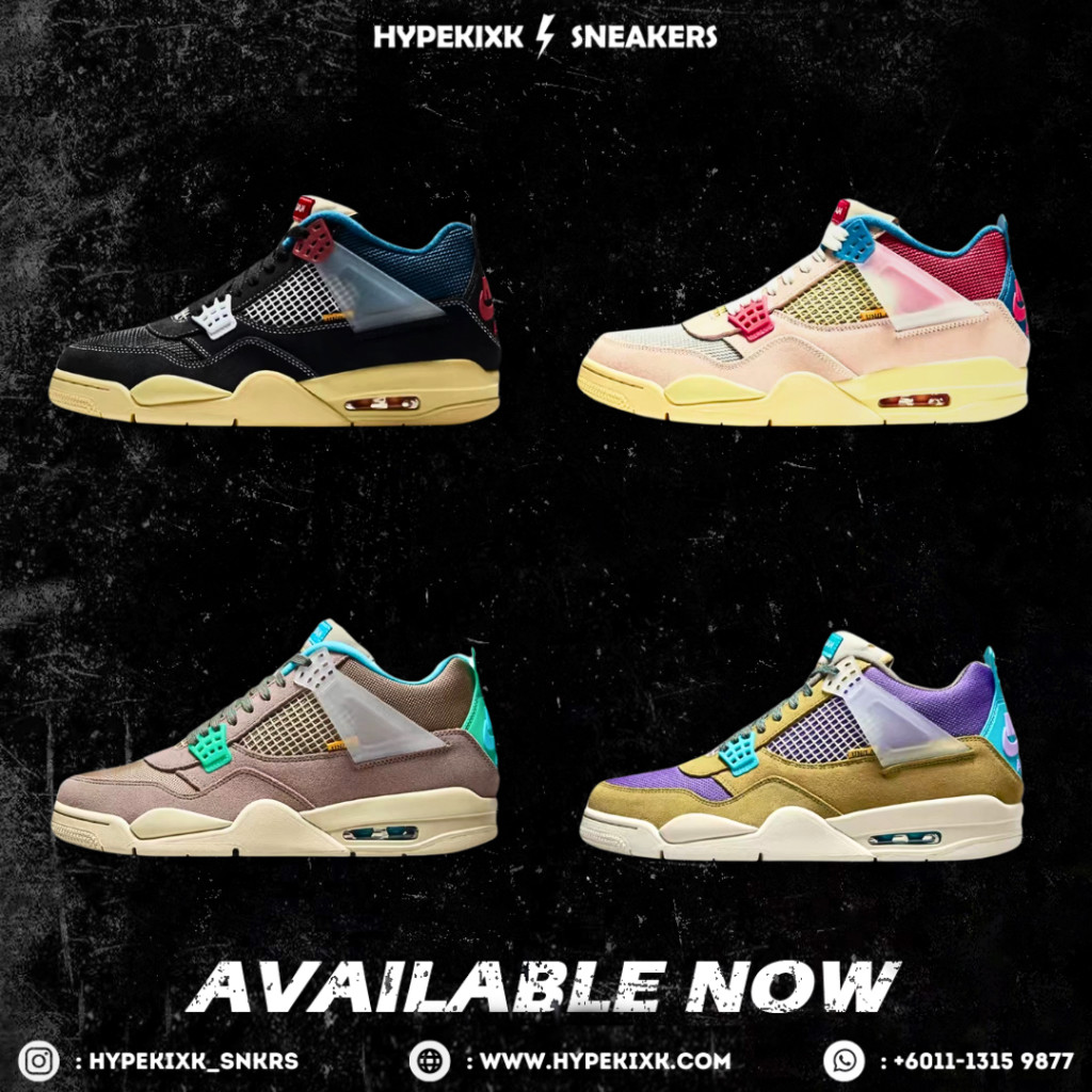 HYPEKIXK UA Jordan 4 Retro Union Off Noir | Guava Ice | 30th Anniversary Union Taupe Haze | Union De