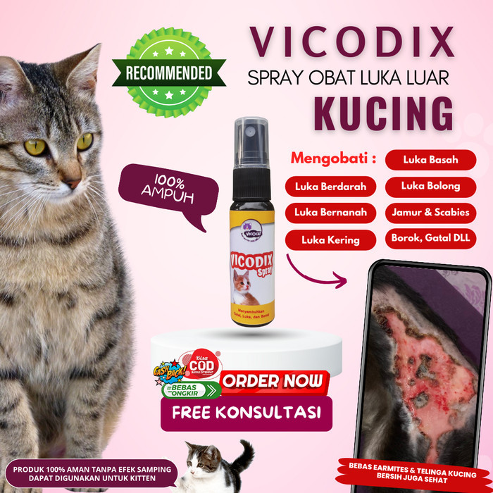 [New Arrival] Obat Spray Luka kucing Vicodix Mengobati Luka Basah Kering dan Gatal