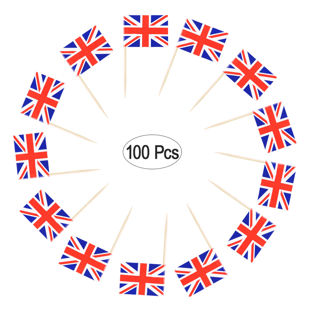 Flag Flags Picks Toothpick Cupcake Uk British Union Jack Stick Cake Mini Toothpicks Cocktail Toppers
