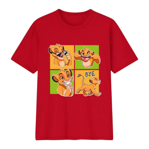 T Shirt Wanita Baju Atasan Lion King Combed 24s Kaos Cewek - Merah Bata