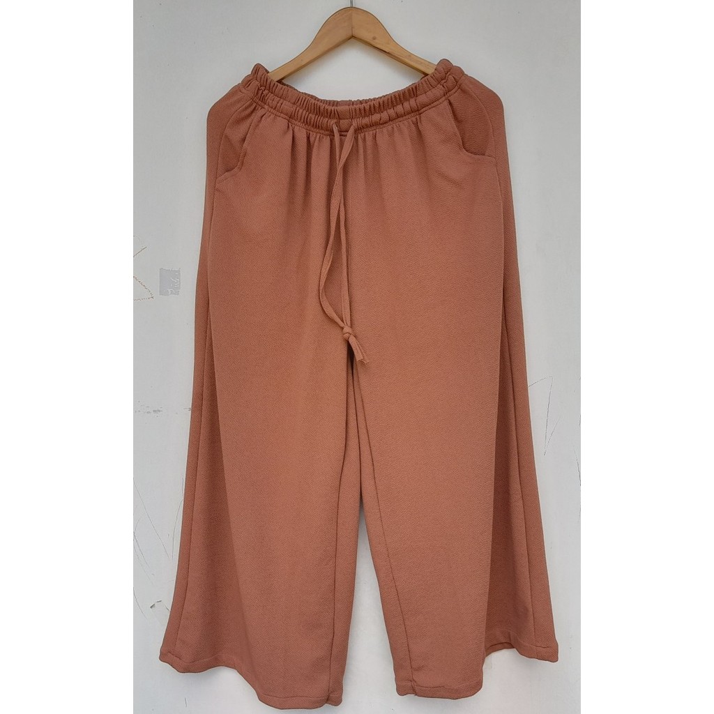 PREMIUM Celana Kulot Wanita JUMBO Big Size 6XL 100kg Bahan crepe tebal - Merah Jambu, 6XL /Kulot New