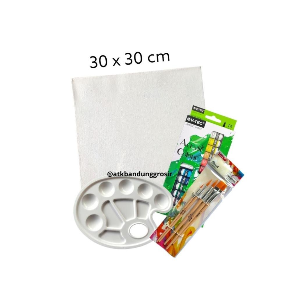 

Paket Melukis Lengkap Set 4 in 1 Variasi Set Kanvas 30x30 Kuas Palet & Cat Acrylic - Set Lukis