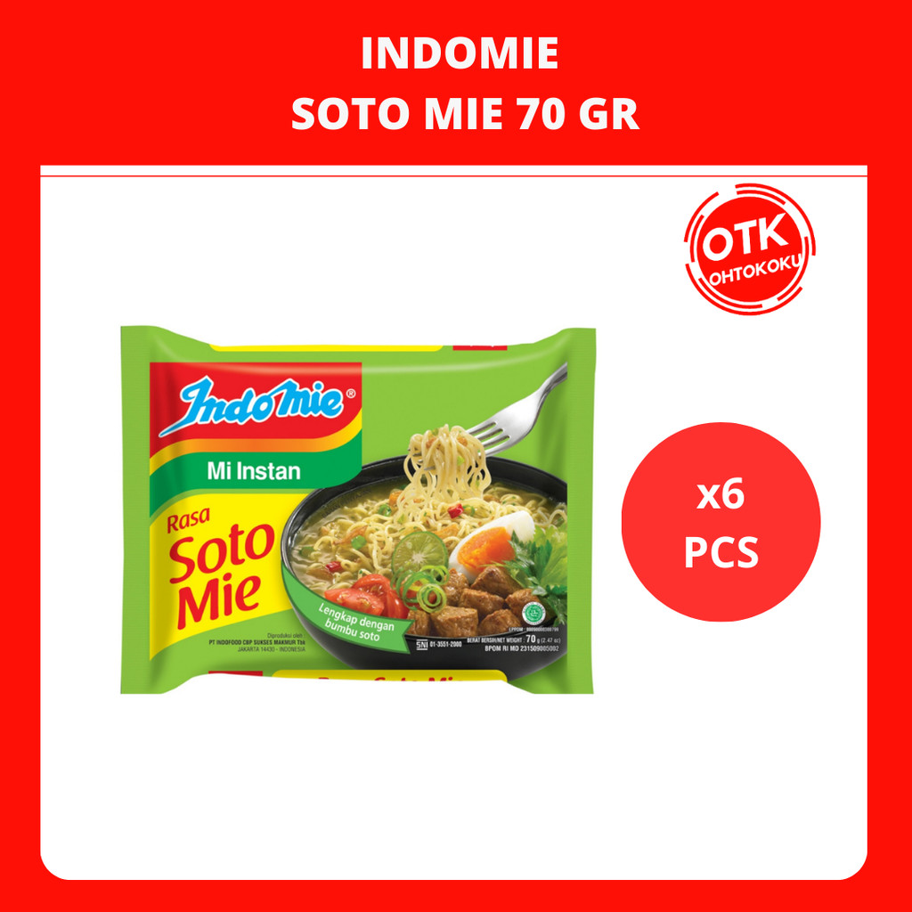 

Indomie Mi Instan Rasa Soto Mie 70 gr x 6 pcs