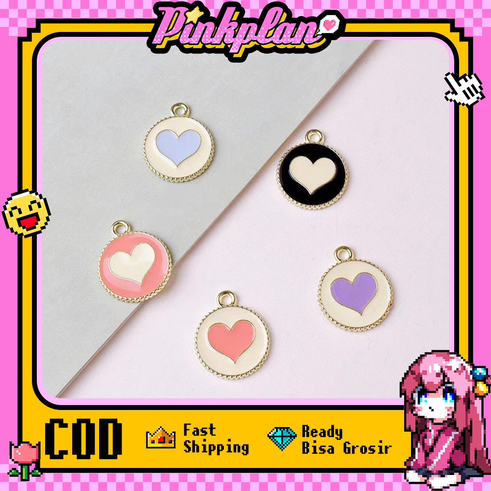 10 pcs Liontin Bentuk Hati Bahan Alloy/Liontin Anting Sedang Digemari/Untuk Membuat Perhiasan Charm 
