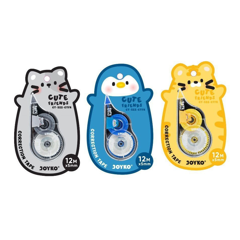 

Correction Tape / Tipe-X Kertas / Penghapus Pulpen Pita - Joyko CT-522-CTFR Cute Friends