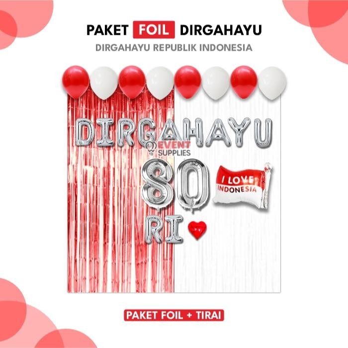 Paket  Dekorasi Merah Putih 17 Agustus Dirgahayu Kemerdekaan HUT RI Ke 77 Angka Jumbo - Dirgahayu+Ti