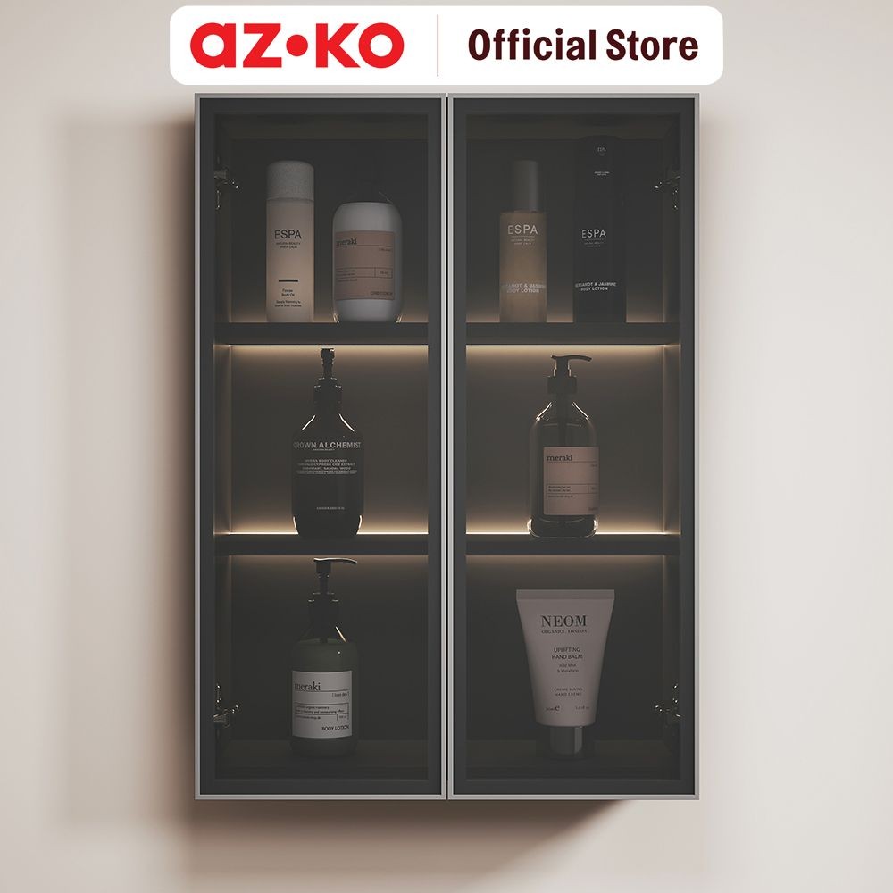AZKO Acroz Classe Kabinet Dinding Kamar Mandi 50x15x70 cm - Hitam Organizer Serbaguna Bathroom Cabin
